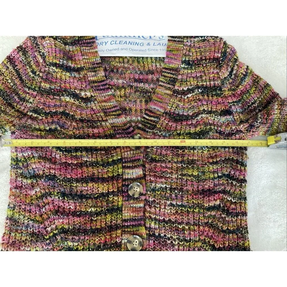 VERONICA BEARD Women Small Space Dye Multi-Color Dorla Wool Cardigan Sweater - Picture 4 of 14